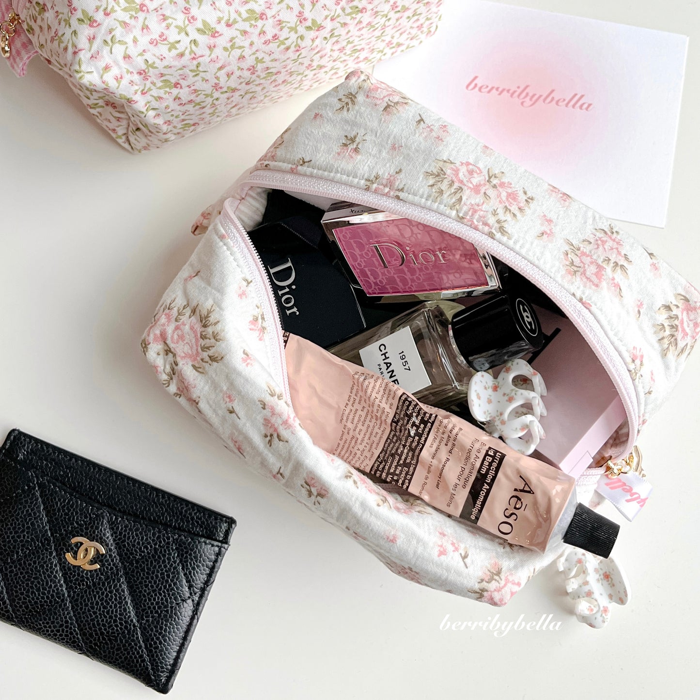 Beige Rose Makeup Bag