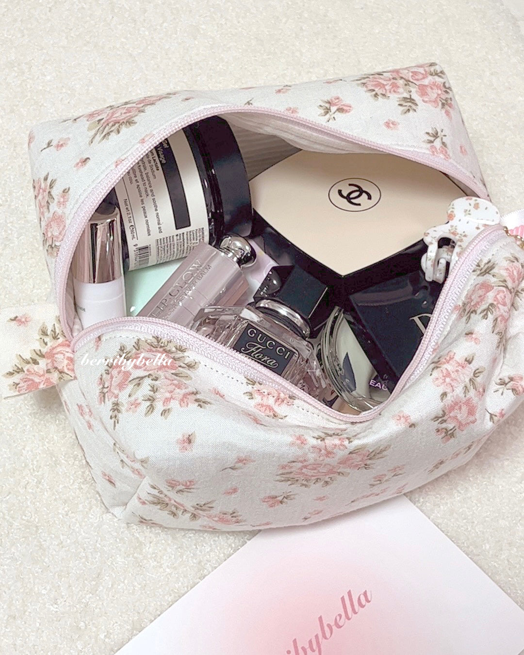 Beige Rose Makeup Bag