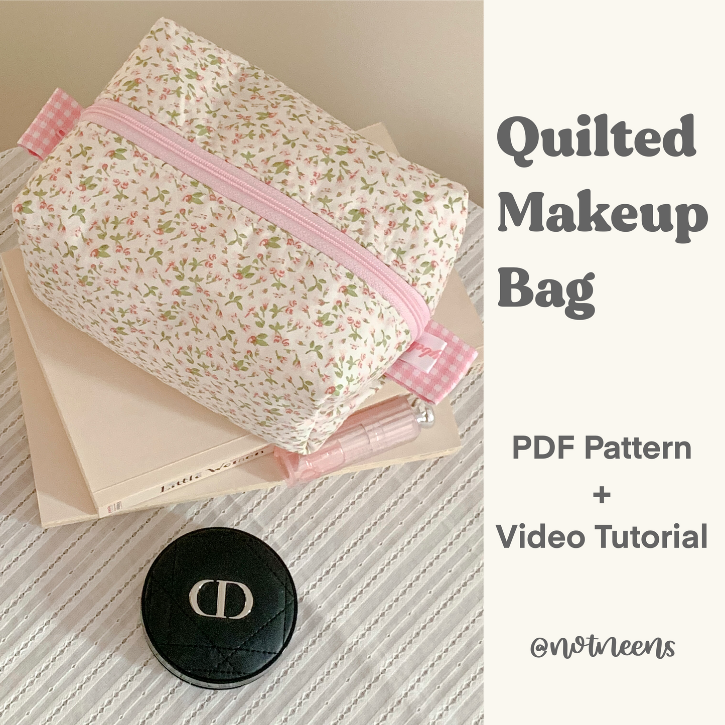 Large Makeup Bag Sewing Pattern PDF